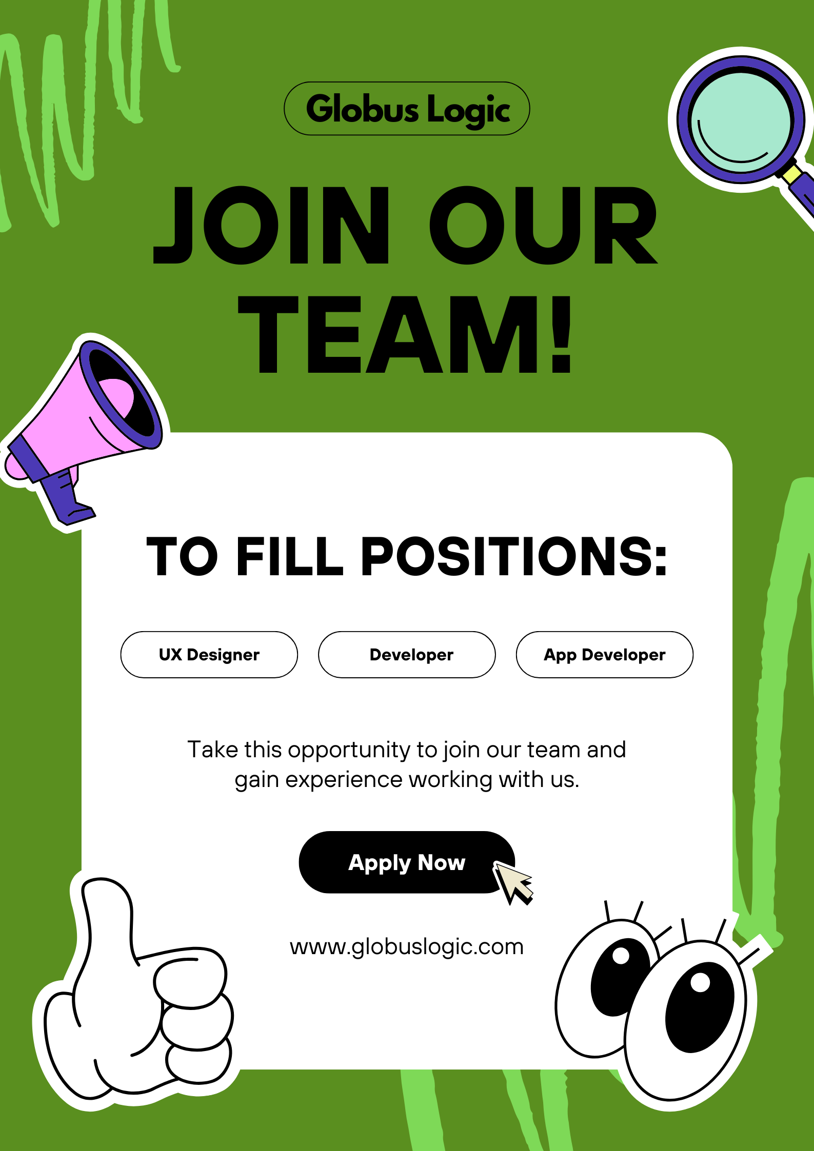 Join our team at GlobusLogic - Open positions for UX Designer, Developer, and App Developer